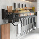 Estante Organizador de Cocina Montado en Pared, Negro Mate