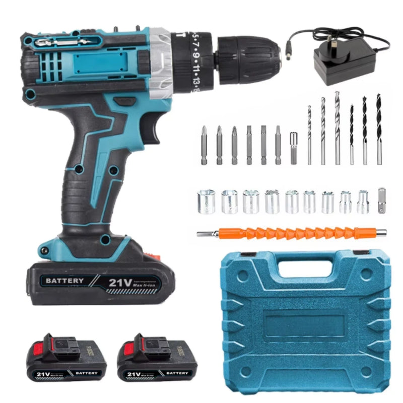 Taladro Percutor Inalámbrico 12V con Kit Completo de Herramientas