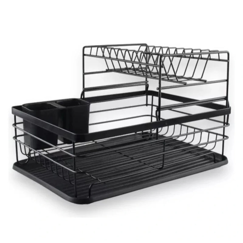 Escurridor de Platos 2 Niveles con Bandeja de Acero Inoxidable