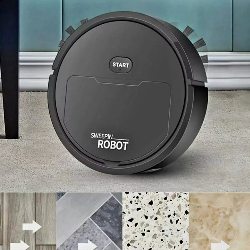 Robot Aspiradora y Trapeador Recargable USB en Negro