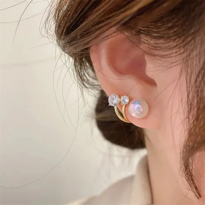 Aretes Bohemios Dorados con Perlas y Cristales Elegantes
