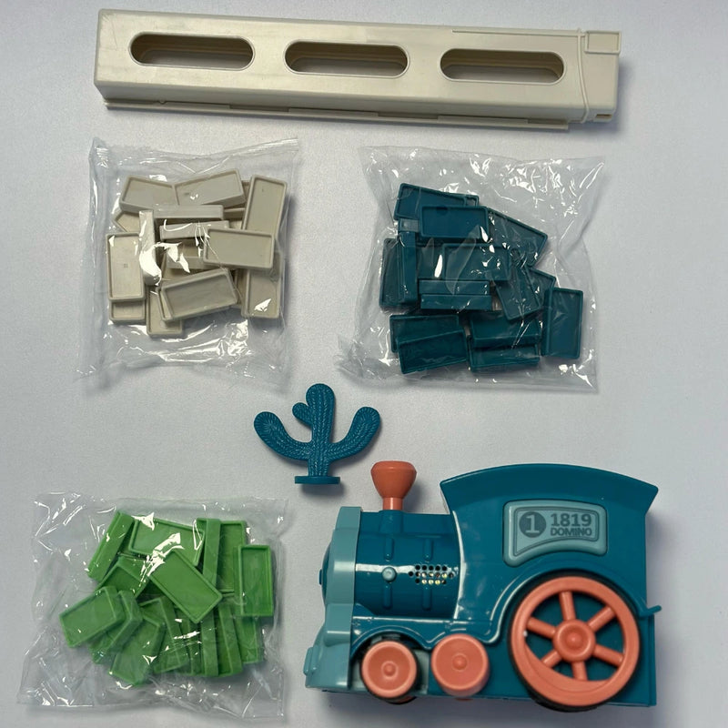 Tren Didáctico Azul Turquesa con Dominó para Niños