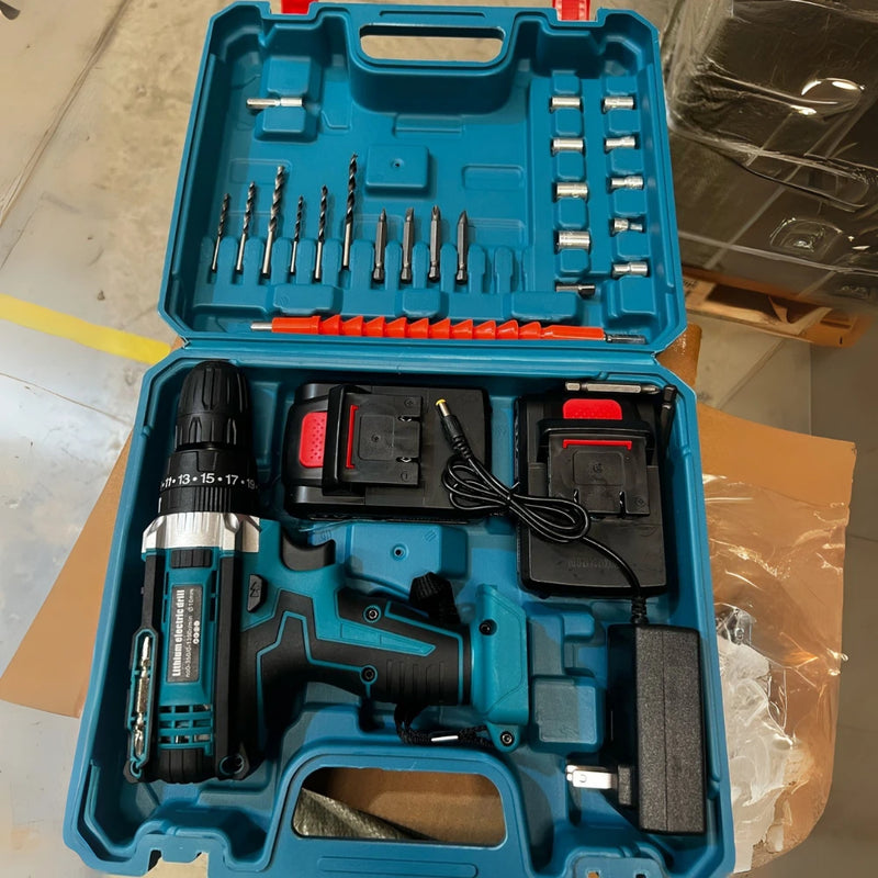 Taladro Percutor Inalámbrico 12V con Kit Completo de Herramientas