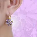 Aretes Redondos de Cristal Morado para Mujer