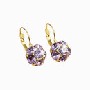 Aretes Redondos de Cristal Morado para Mujer