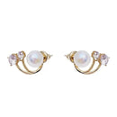 Aretes Bohemios Dorados con Perlas y Cristales Elegantes