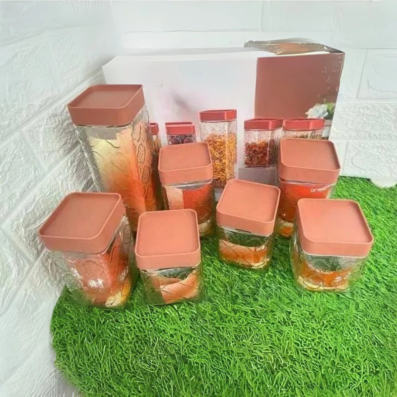 Kit 7 Potes de Vidro com Tampa Hermética Rosé – 500ml a 1300ml
