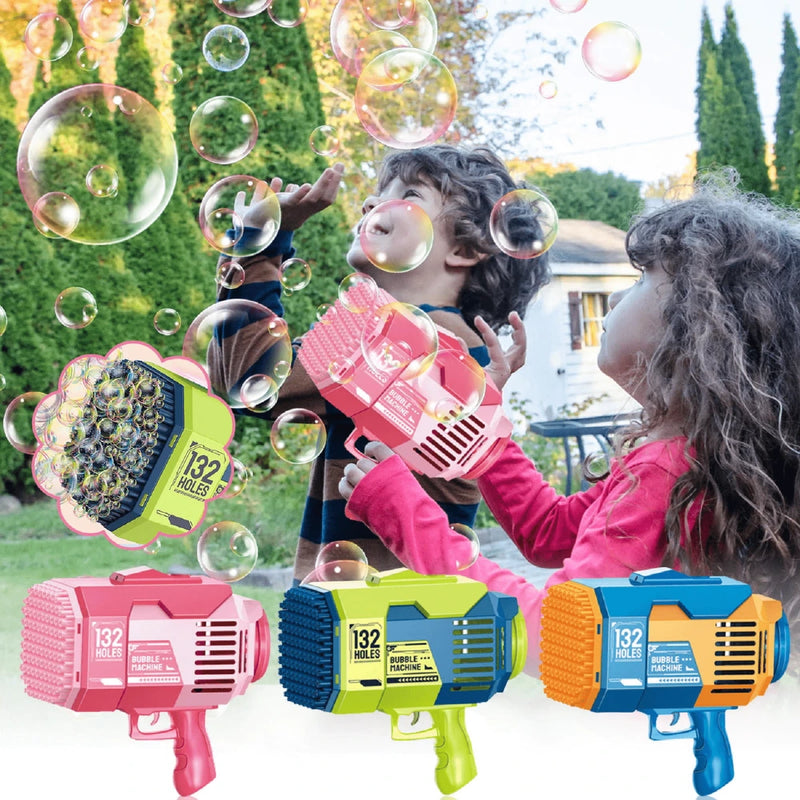 Pistola de Burbujas Eléctrica 132 Hoyos Recargable para Fiestas