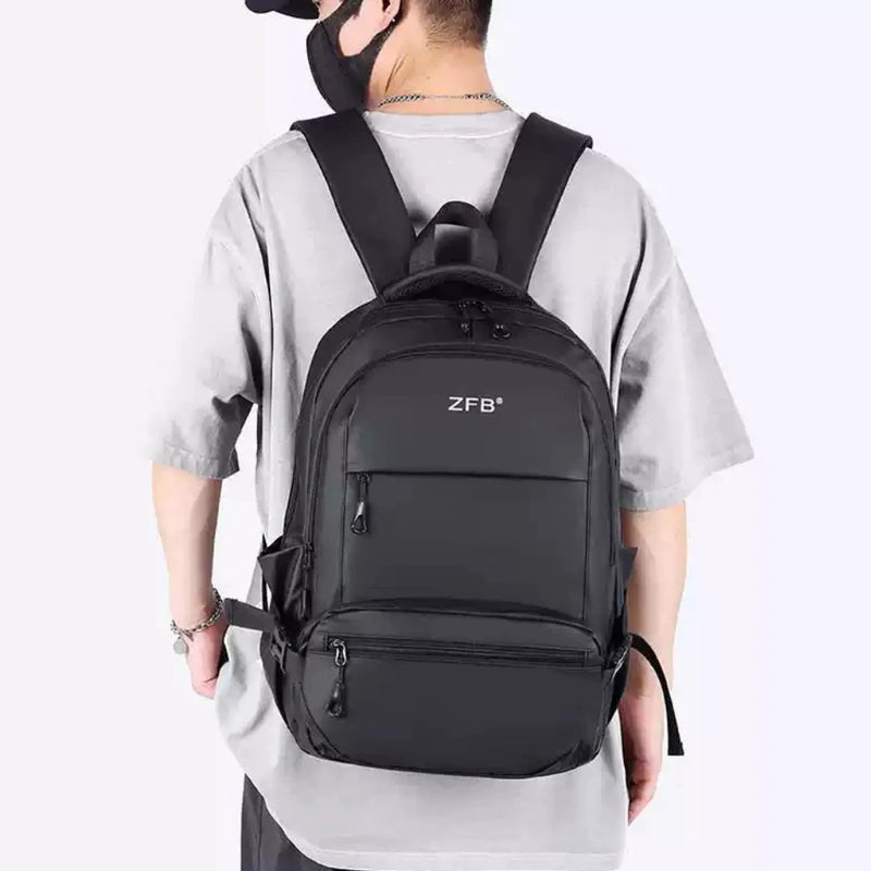 Combo de Morral y Canguro Negro en Tela Oxford Antifluido
