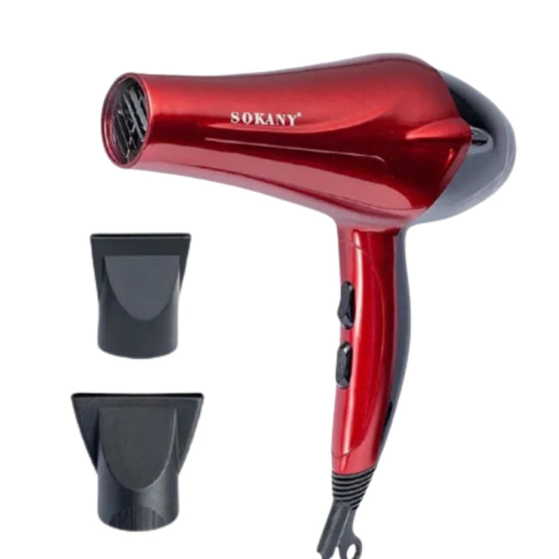 Secador de Pelo Sokany 2400W Rojo con 3 Velocidades y Bajo Ruido