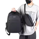 Combo de Morral y Canguro Negro en Tela Oxford Antifluido