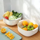 Cesta con Escurridor de Doble Capa para Cocina - Blanco