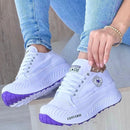 Zapatillas Converse Blanco-Lila Corte Bajo, Suela Liviana
