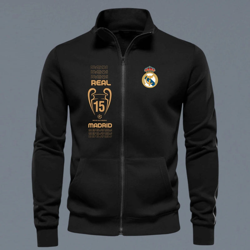Buzo Cuello Alto Bordado Real Madrid con Bolsillos Frontales