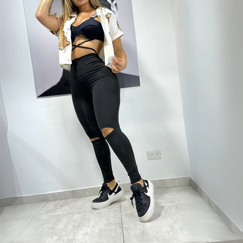 Leggings Deportivos con Detalles de Huecos para Mujer