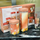 Kit 7 Potes de Vidro com Tampa Hermética Rosé – 500ml a 1300ml