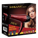 Secador de Pelo Sokany 2400W Rojo con 3 Velocidades y Bajo Ruido