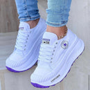 Zapatillas Converse Blanco-Lila Corte Bajo, Suela Liviana