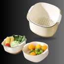 Cesta con Escurridor de Doble Capa para Cocina - Blanco