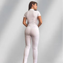 Enterizo Control Fit Moldeador Manga Corta con Cierre Blanco