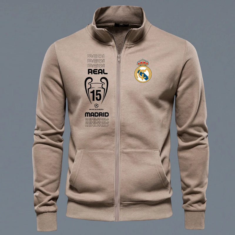 Buzo Cuello Alto Bordado Real Madrid con Bolsillos Frontales
