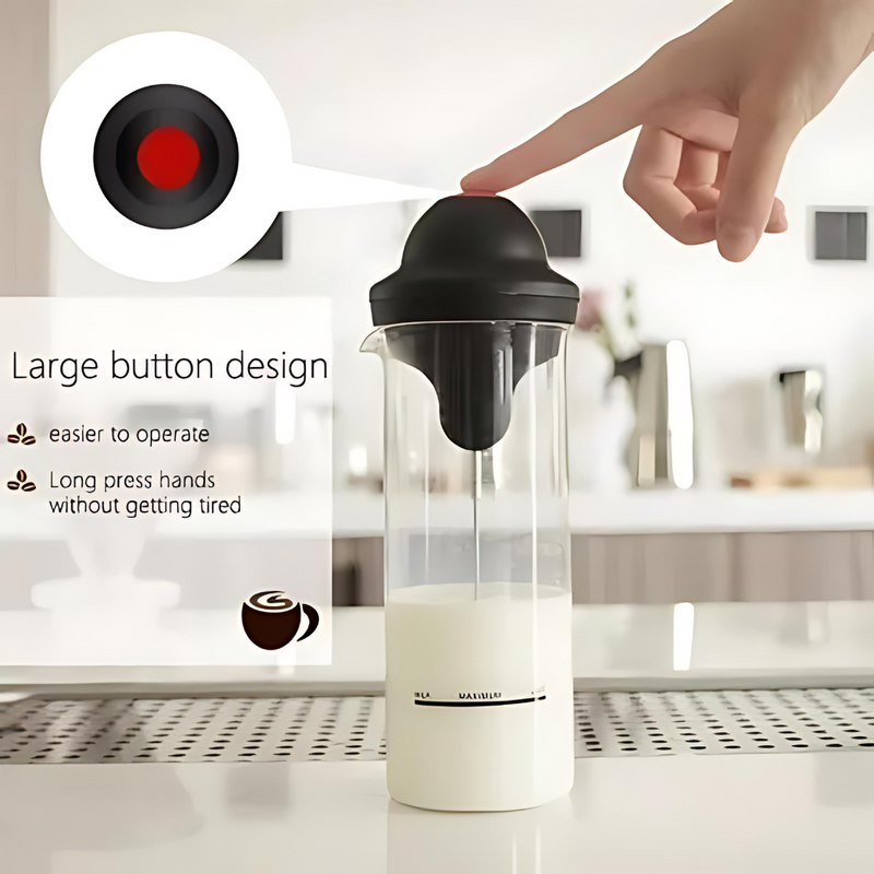 Espumador Batidor de Leche Eléctrico Portátil Con Taza De Vidrio - Bebidas Cremosas al Instante