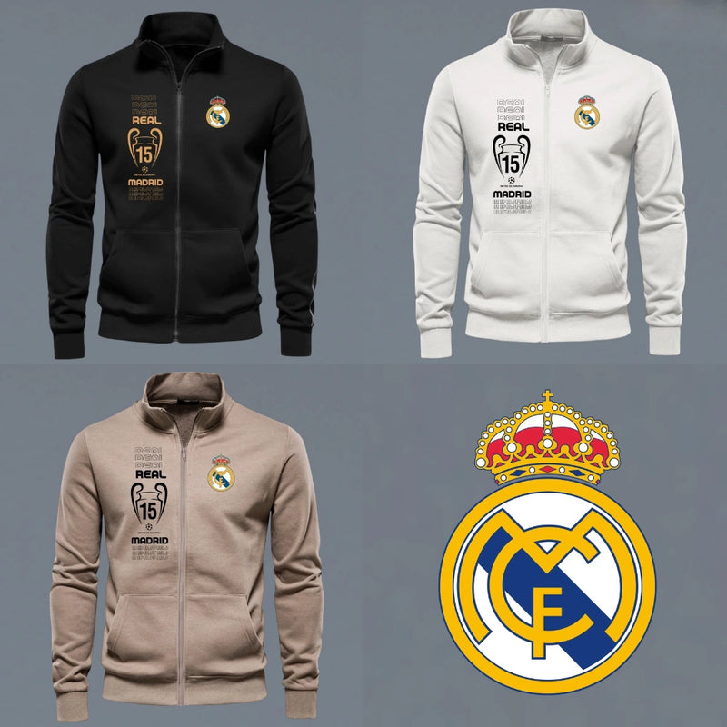 Buzo Cuello Alto Bordado Real Madrid con Bolsillos Frontales