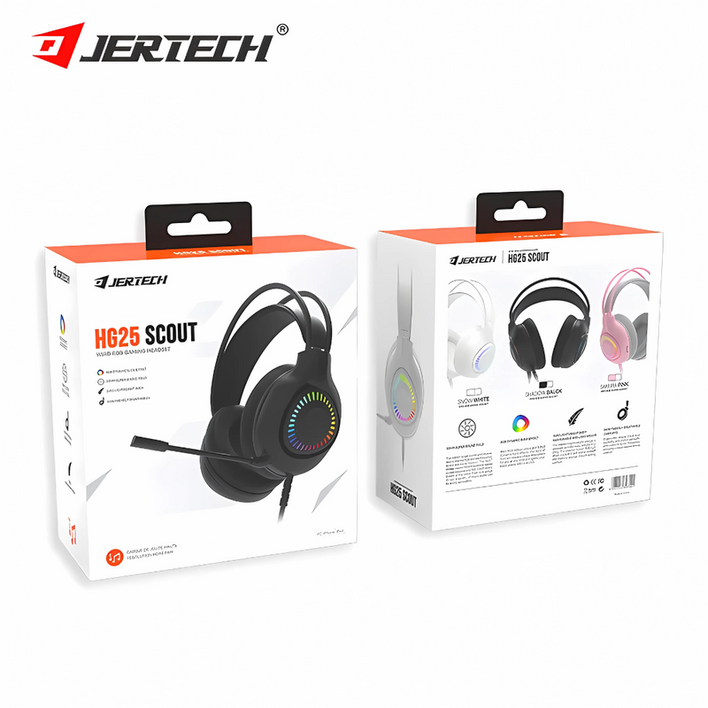 Audifonos Diadema Gaming RGB Jertech HG-01 para PC: USB/3.5mm con Cancelación de Ruido
