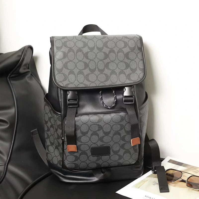 Mochila Vintage de Cuero Sintético con Diseño en Bloques de Color