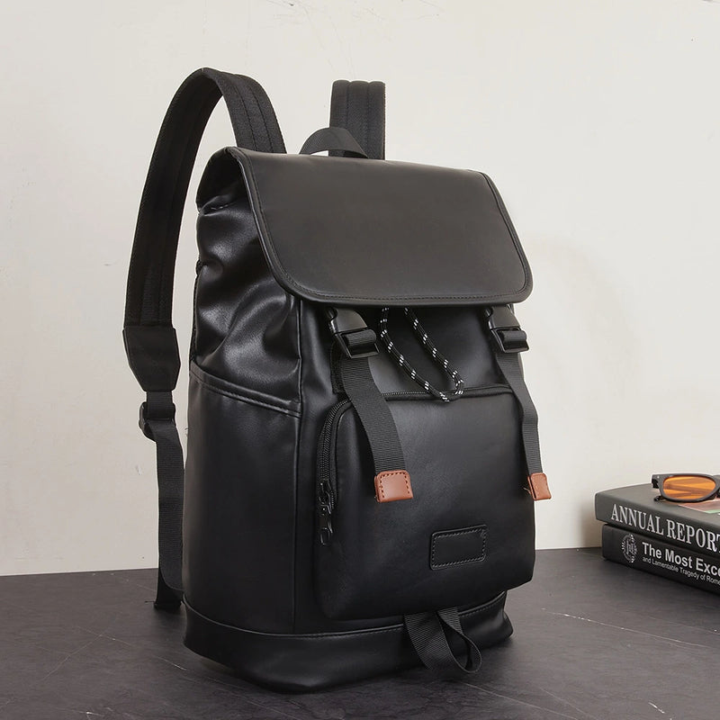 Mochila Vintage de Cuero Sintético con Diseño en Bloques de Color