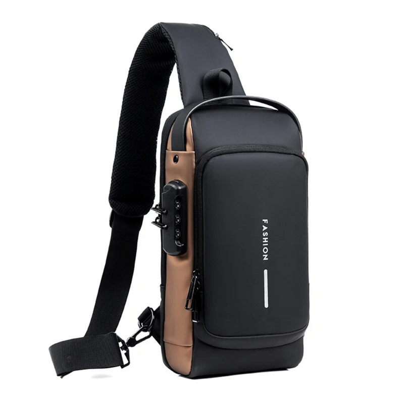 Bolso Manos Libres Pechero USB Antirrobo con Clave para Hombre