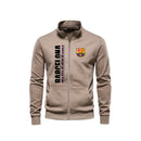 Buzo Barcelona Bordado con Cuello Alto y Tela Perchada de Alta Calidad