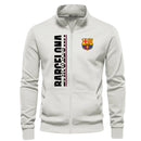 Buzo Barcelona Bordado con Cuello Alto y Tela Perchada de Alta Calidad