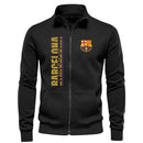 Buzo Barcelona Bordado con Cuello Alto y Tela Perchada de Alta Calidad