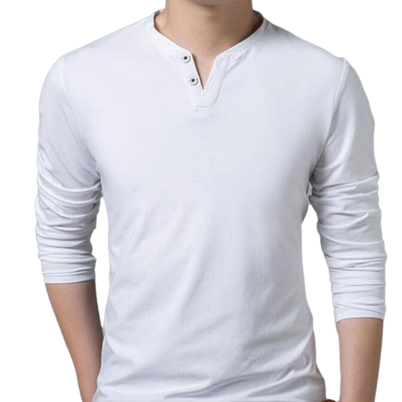 Camisa Buzo Polo Hombre Manga Larga Blanco Cuello Neru Coreano - 100% Algodón Peruano Premium