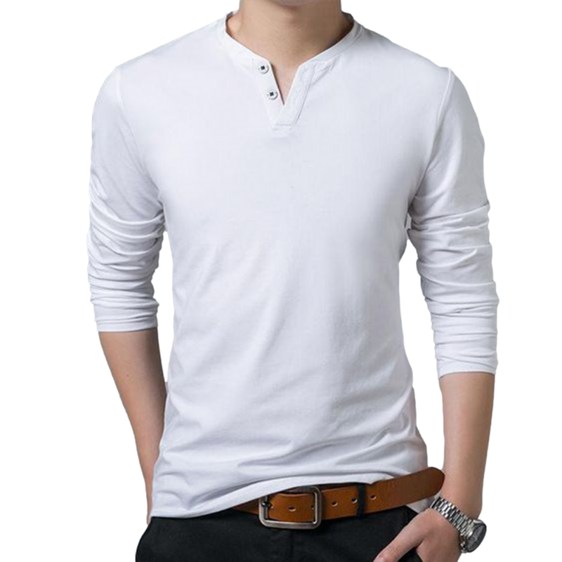 Camisa Buzo Polo Hombre Manga Larga Blanco Cuello Neru Coreano - 100% Algodón Peruano Premium