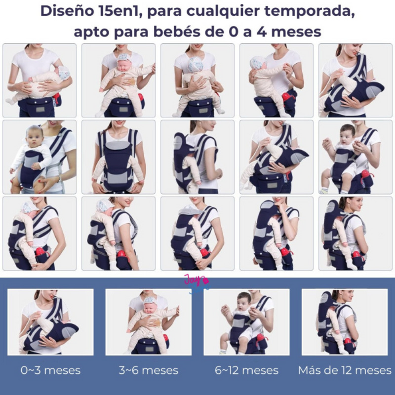 Canguro Portabebés Ergonómico 3 en 1 - Seguridad y Comodidad en Cada Paso