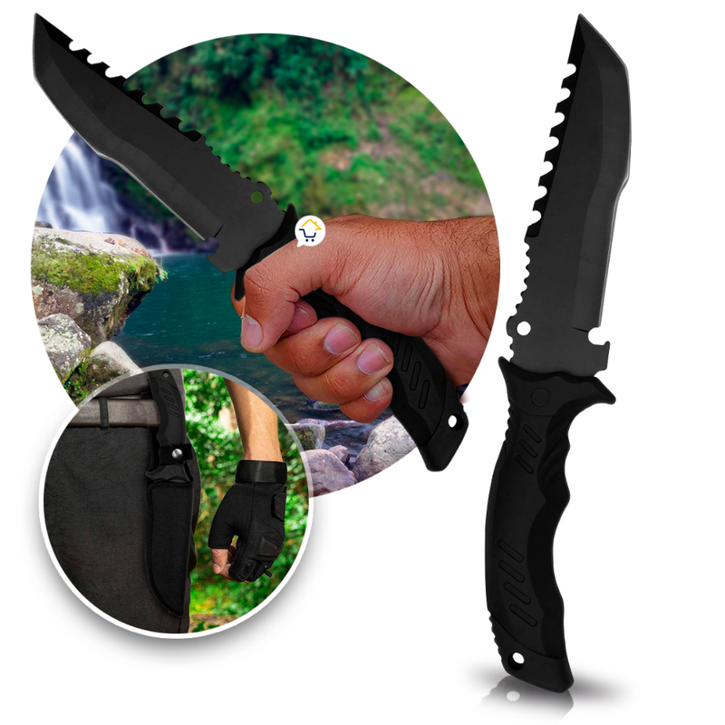 Cuchillo Táctico Bowie Supervivencia Camping Pesca con Estuche: Esencial para Naturaleza Extrema