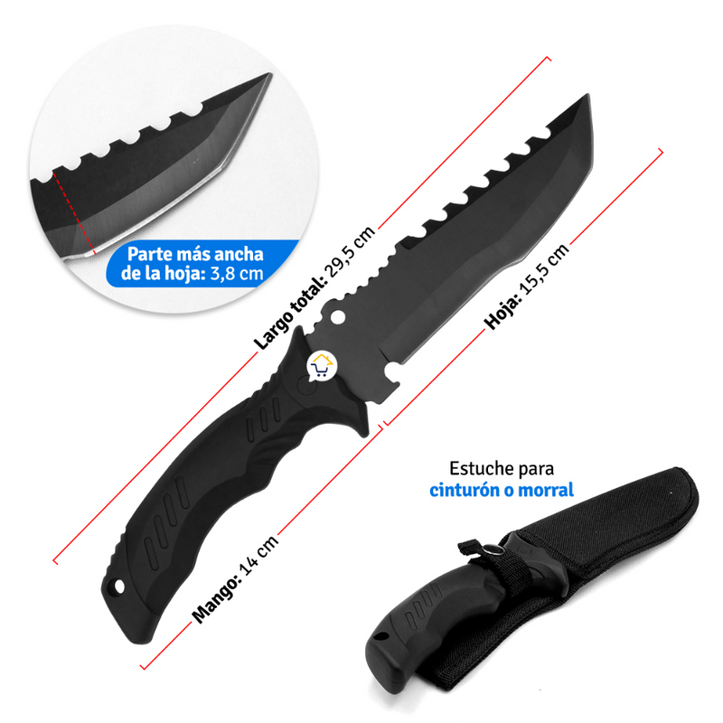Cuchillo Táctico Bowie Supervivencia Camping Pesca con Estuche: Esencial para Naturaleza Extrema