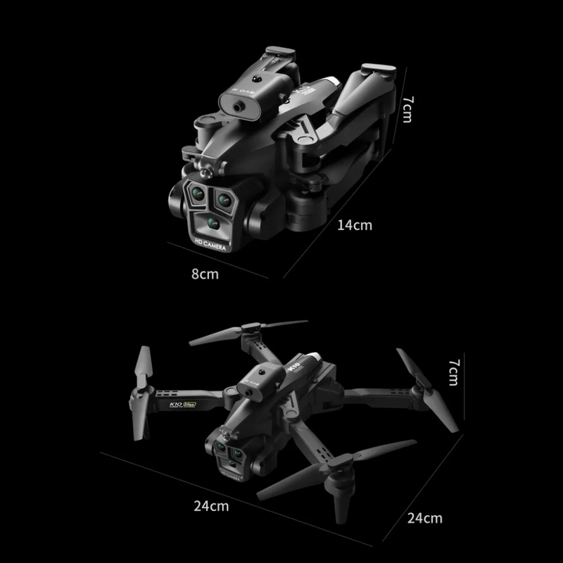 Drone Inteligente K10 Max Wifi 2.4g: 3 Cámara 4K HD y Sensor De Obstáculos