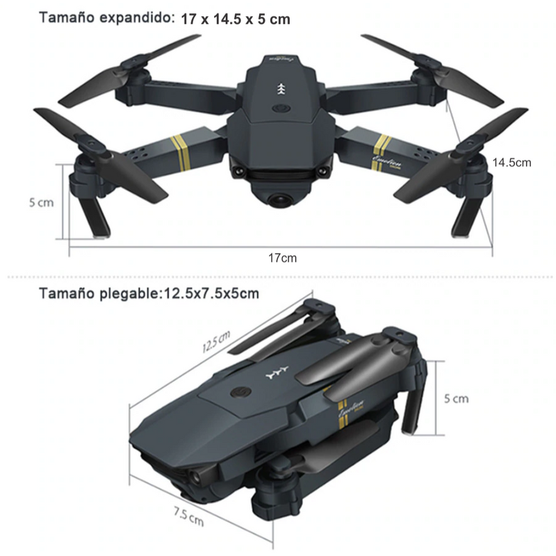Drone Plegable 998 PRO MAX Wifi 2.4g y Fpv: Doble Cámara y Doble Batería