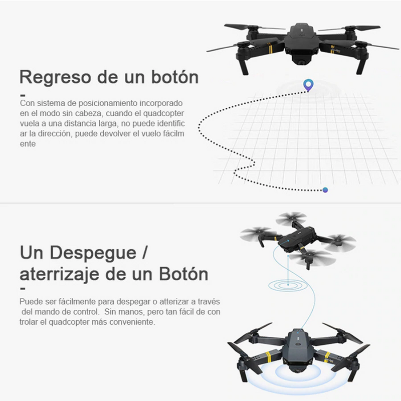 Drone Plegable 998 PRO MAX Wifi 2.4g y Fpv: Doble Cámara y Doble Batería