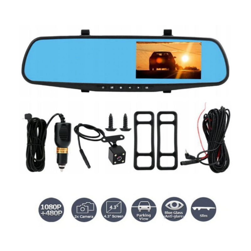 Espejo Retrovisor HD: Seguridad Frontal y Trasera en Una Pantalla