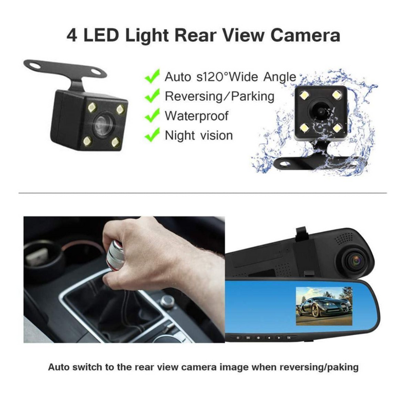 Espejo Retrovisor HD: Seguridad Frontal y Trasera en Una Pantalla