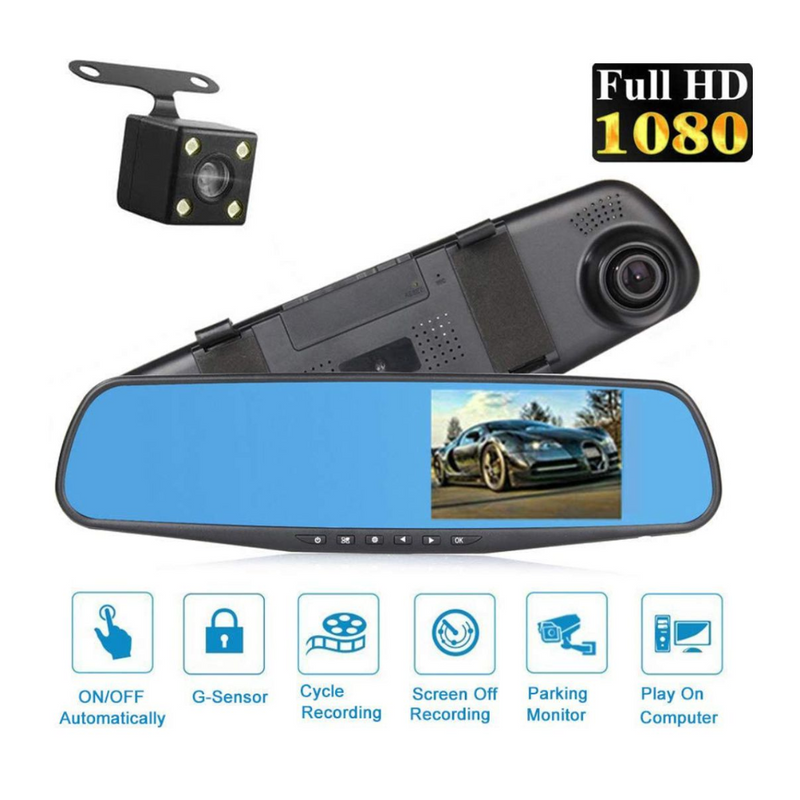 Espejo Retrovisor HD: Seguridad Frontal y Trasera en Una Pantalla