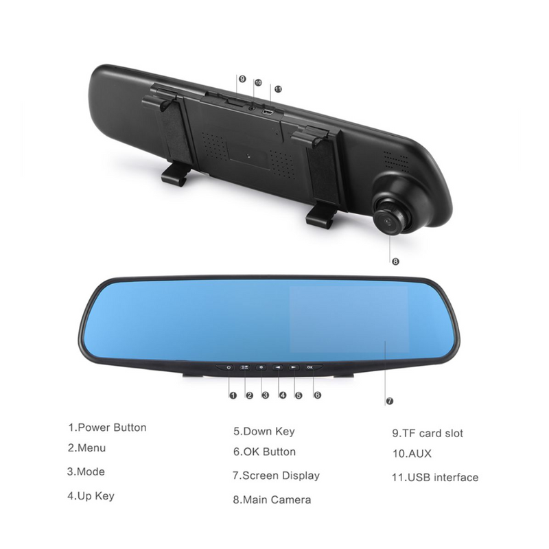 Espejo Retrovisor HD: Seguridad Frontal y Trasera en Una Pantalla