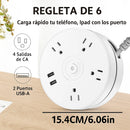 Extensión Eléctrica Multitoma con USB y Protector 900J, Cable 1.83m