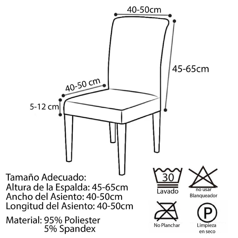 Forro Protector Individual para Silla de Comedor en Tela Elástica y Ajustable