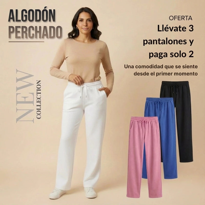 Combo Pantalón de Algodón Peruano Perchado Bota Recta Dama – Paga 2 Lleva 3