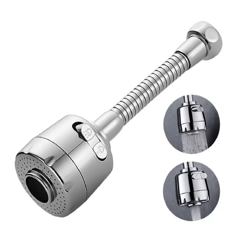 Grifo Ahorrador de Agua 2 en 1 Flexible 360°: Doble Función para Cocina